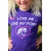 "Love me Love my Pony" childrens tee shirt in Purple