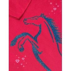 Jumping Horse Glitter Print T-shirt - HOT PINK & BLUE