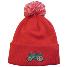 Tractor pompom hat - Red